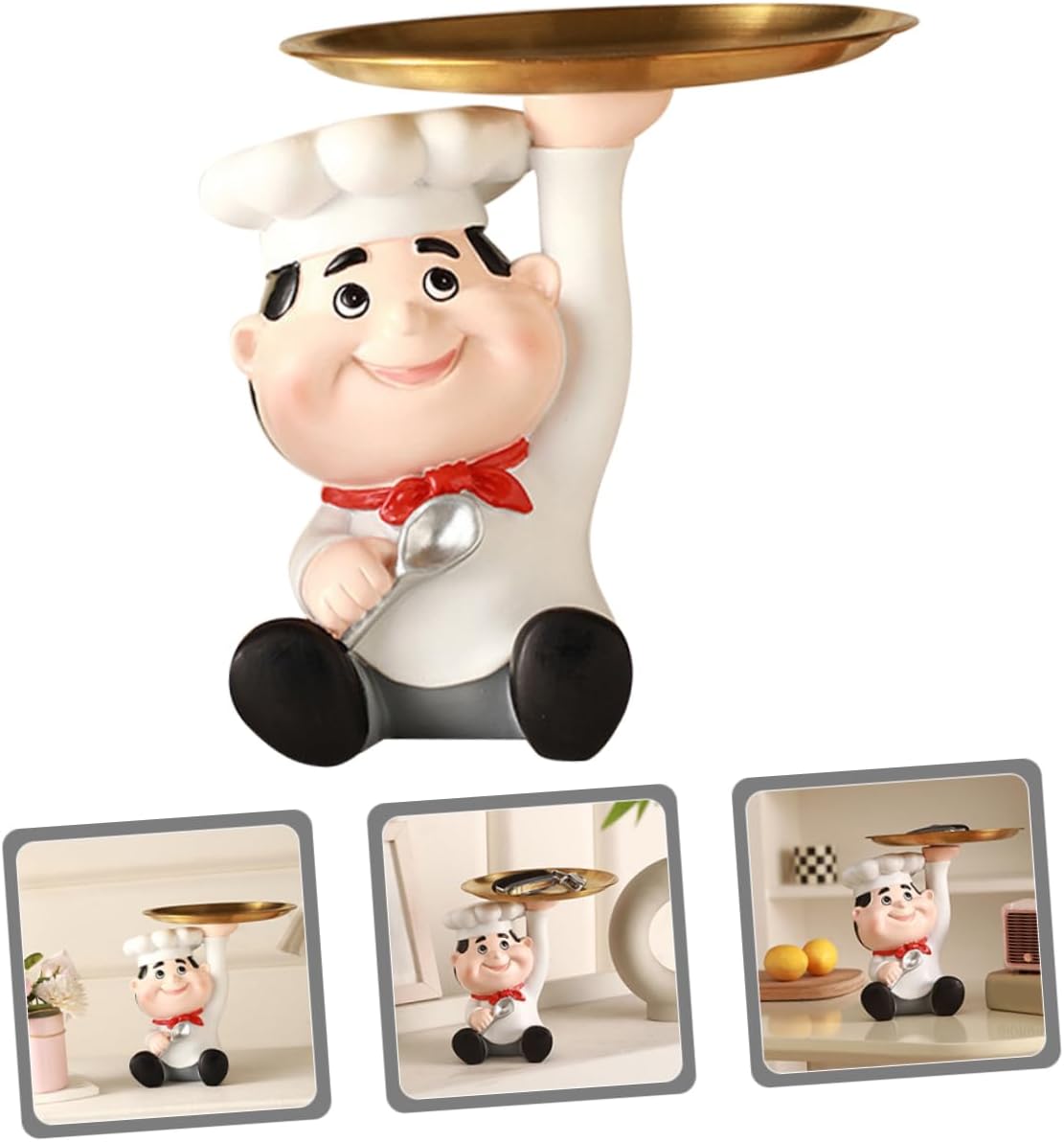 Mini Chef Storage Tray Decorative Entryway Key and Jewelry Organizer Handcrafted Design for Kitchen and Home Decor Display