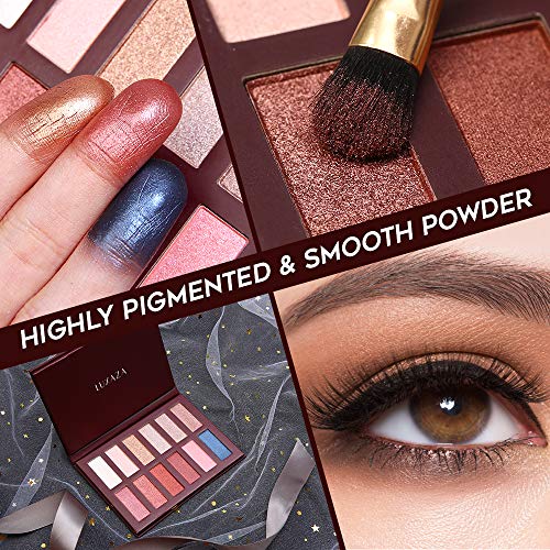 Luxaza Neutral Nudes Makeup Eyeshadow Palette Brown Metallic, Warm Natural Bronze Copper Pearl Shimmer Satin Eye Shadow, Highly Pigmented Makeup Palette #TOP4