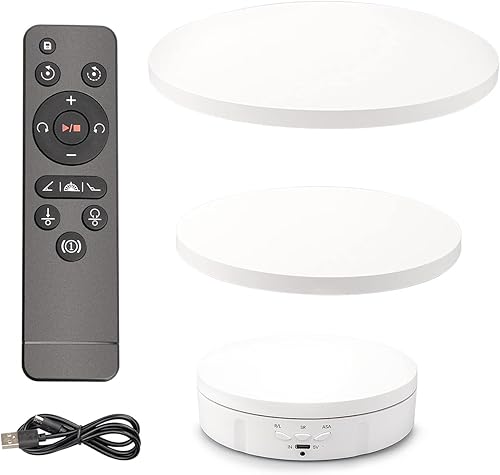 Miniatura 8 de Leadleds Soporte giratorio 3 en 1 de 5 V, plato giratorio eléctrico de 360 grados con control remoto para fotografía y programas de video (negro)