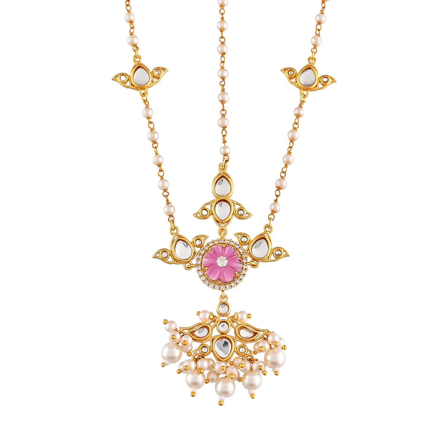 voylla Heer Gulsheen Mathapatti|Matha Patti For Women|Pearl Beaded|Carved Stone|Kundan|American Diamond |Wedding|Party Wear|-picture-35