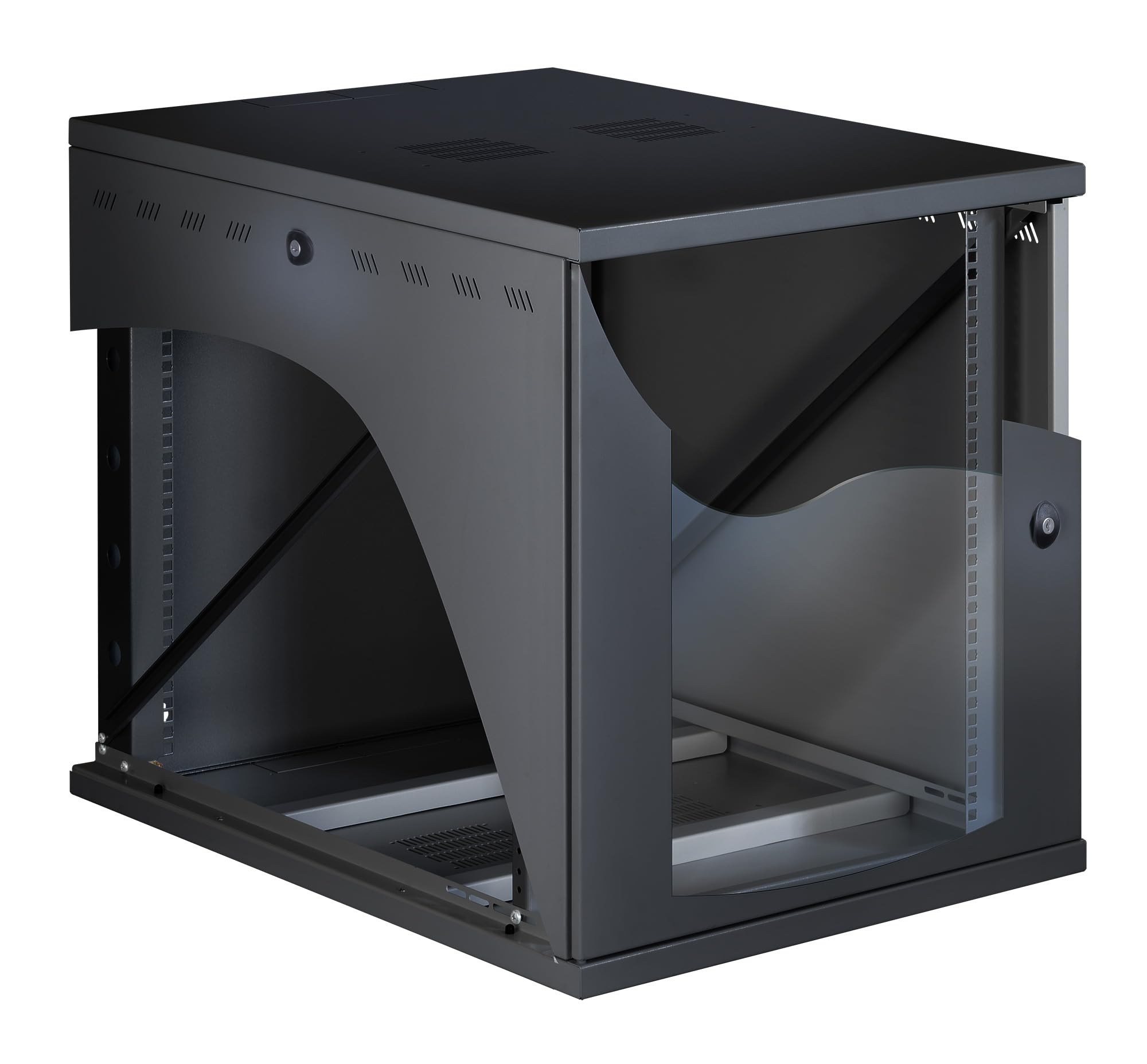 Techly Professional 369199 Armadio Rack 19" a Muro 22U P 800mm L 600mm Porta Vetro Nero Nero
