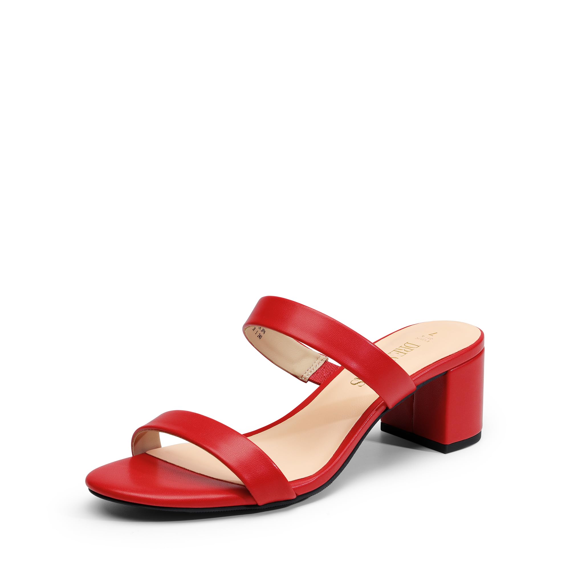 DREAM PAIRS Women's Two Strap Open Toe Low Block Chunky Heels Sandals Dress Pumps Casual Summer Mules Shoes