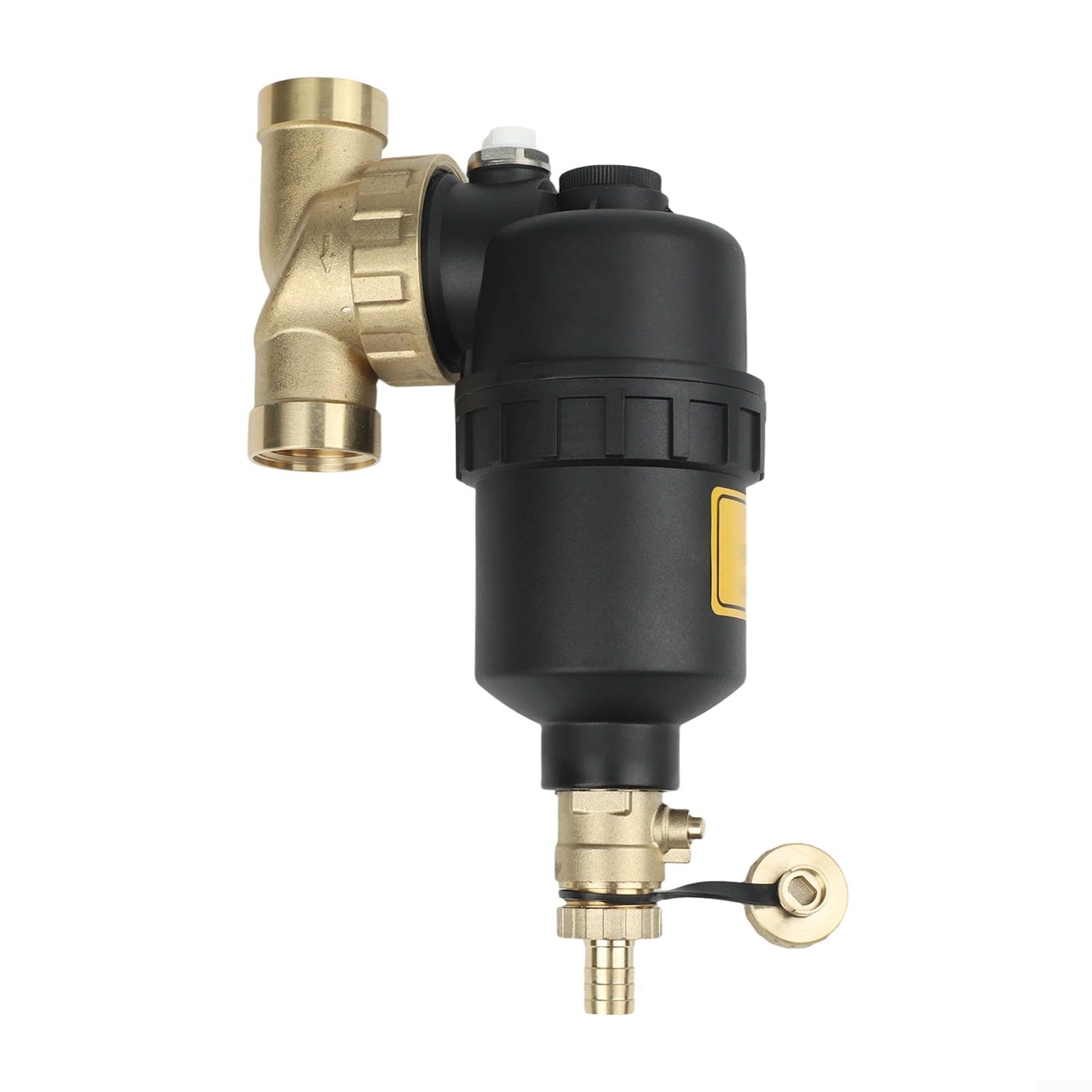 Separador de lodos magnético para calefacción por suelo radiante DN20 DN25 DN32, filtro de calefacción de 1 pulgada con red de acero inoxidable y válvula de drenaje, color negro (DN25)