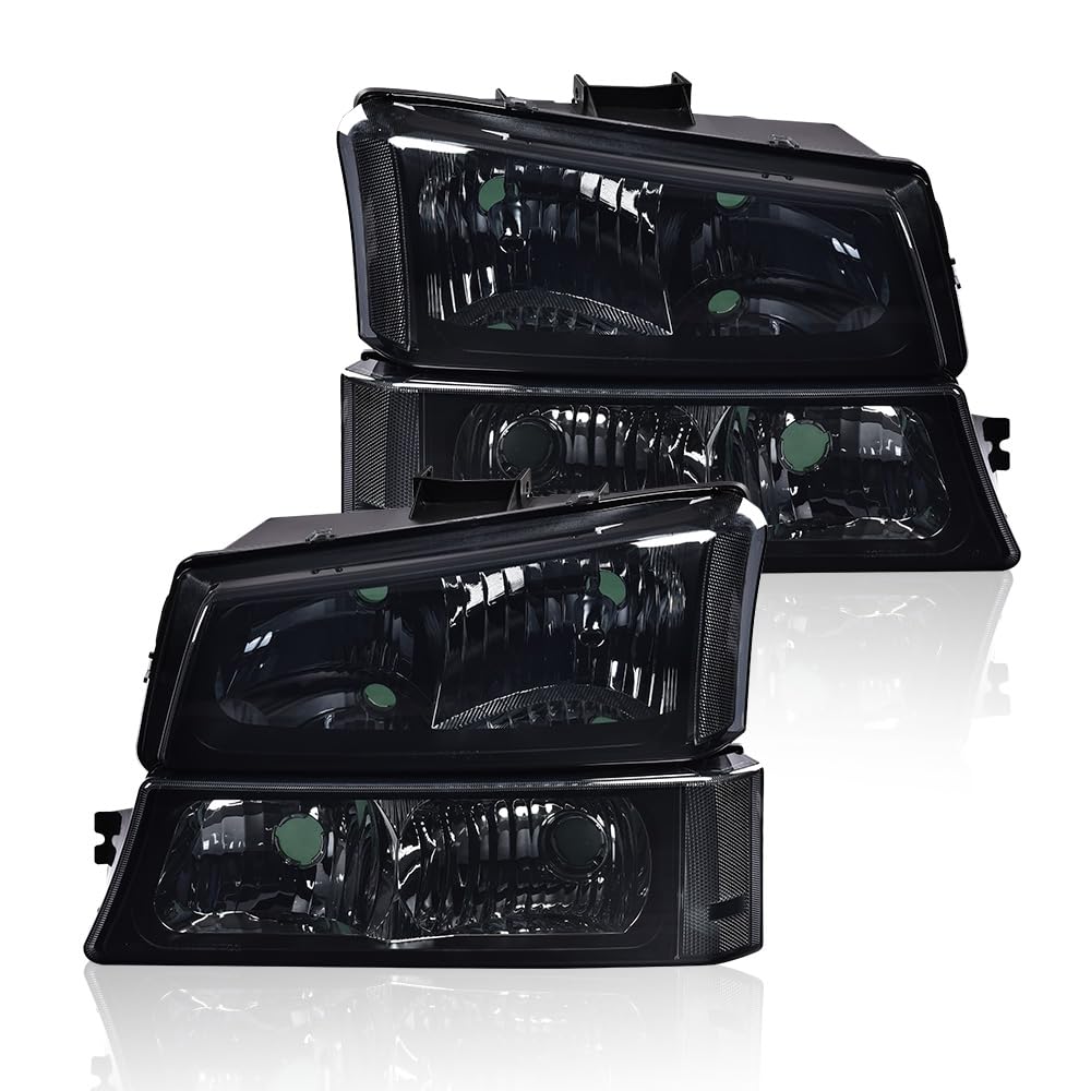 PIT66 Headlights Assembly, Compatible with Chevy Silverado 1500 2500 3500 HD Models 03-06/ Compatible with Avalanche 1500 2500 03-06(Fit No Cladding