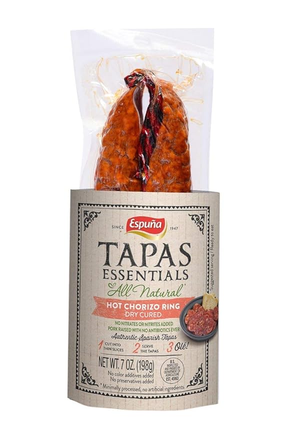 Hot Chorizo Ring (Sarta) - Spanish Chorizo for Authentic Tapas 7oz | Espuña