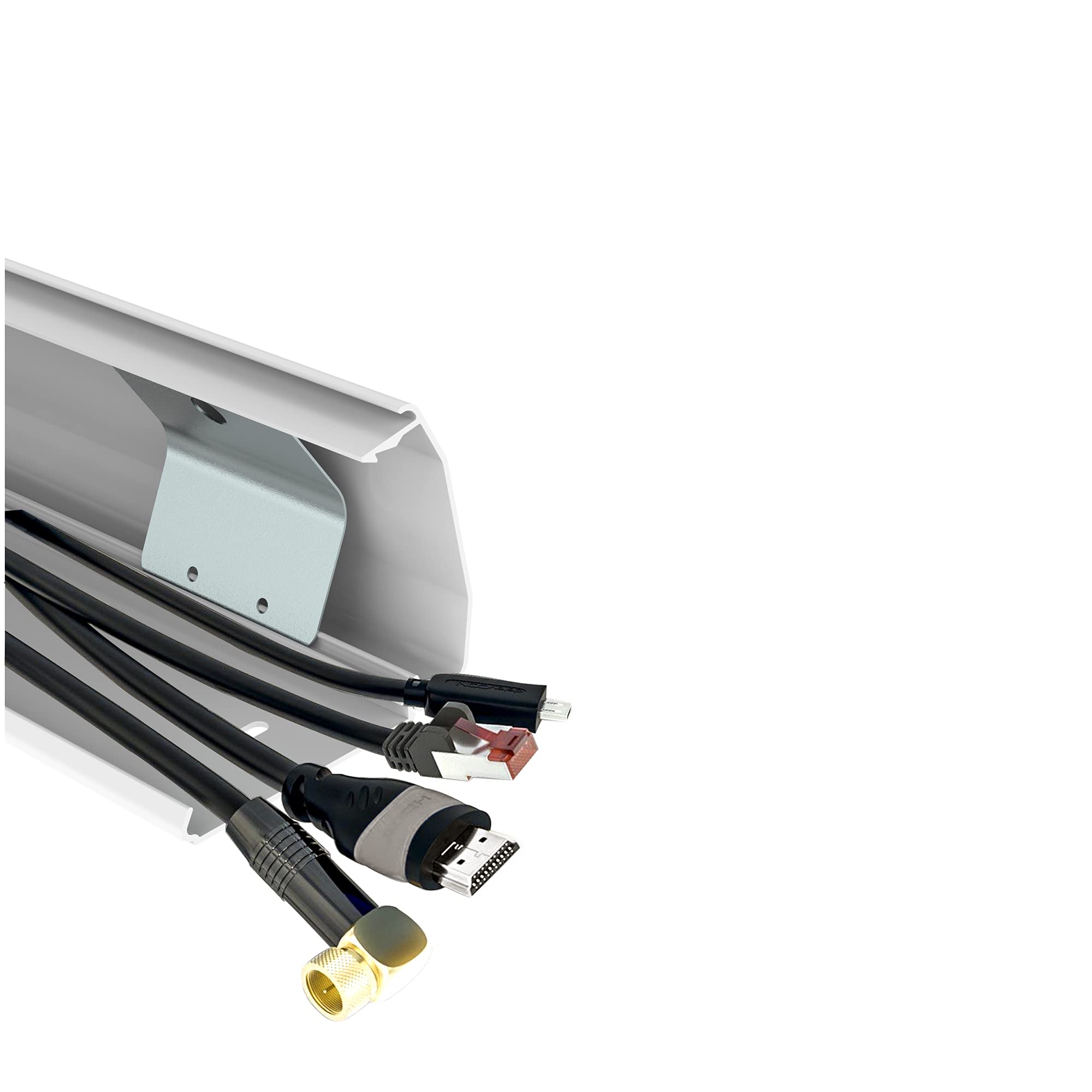 conecto 1,00 m di canalina per cavi in ​​alluminio da incollare o avvitare con 3 x 30 cm di nastro adesivo 3M, bianco