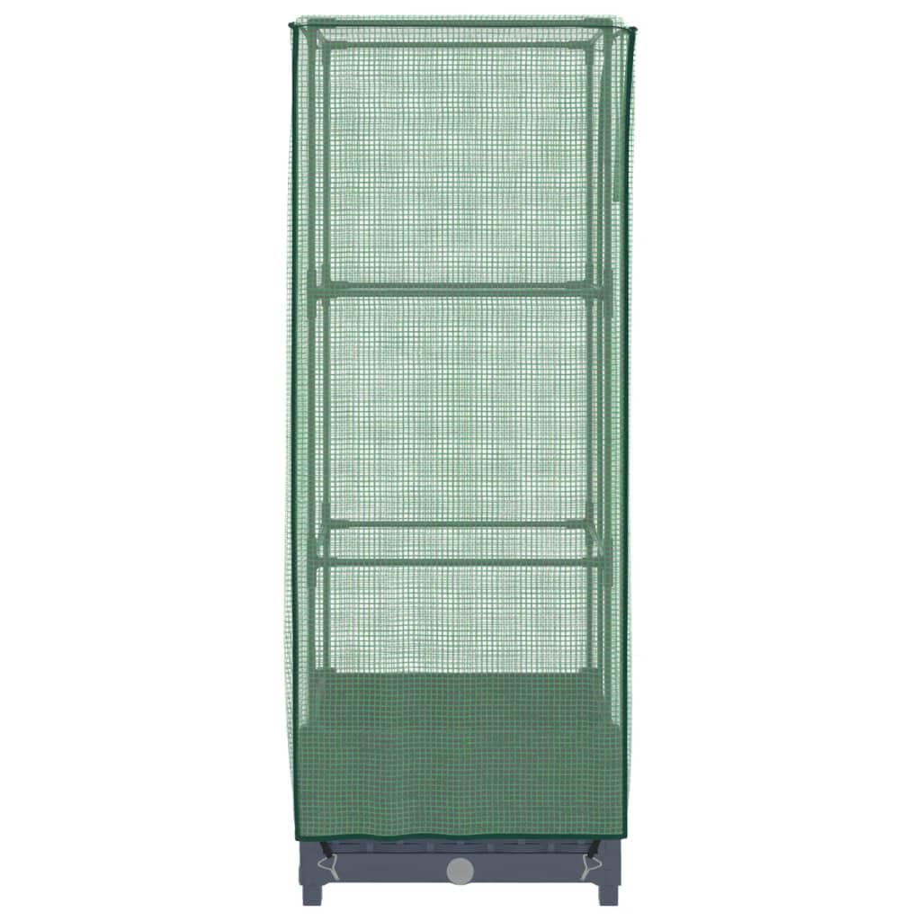 Homgoday Hochbeet mit Gewächshaus-Aufsatz Pflanzkasten Gemüsebeet Blumenbeet Blumenkasten Gartenbeet Pflanzbeet Frühbeet für Balkon Garten Terrasse Rattan-Optik 40x40x123 cm Dunkelgrau