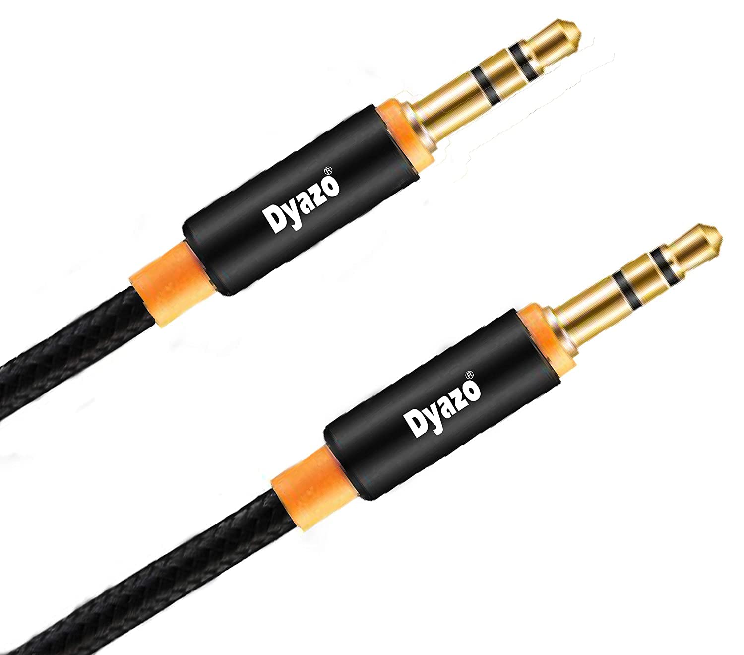 Dyazo 6 ft Aux Cable with 3.5mm Male To Male jack | Nylon Braided | Long Audio Cable | 24 K Gold Plated Stereo Wire Made For Mobile, Headphones & Speaker, car (Black & Orange) (B0C2MPBMM3) Amazon Price History, Amazon Price Tracker