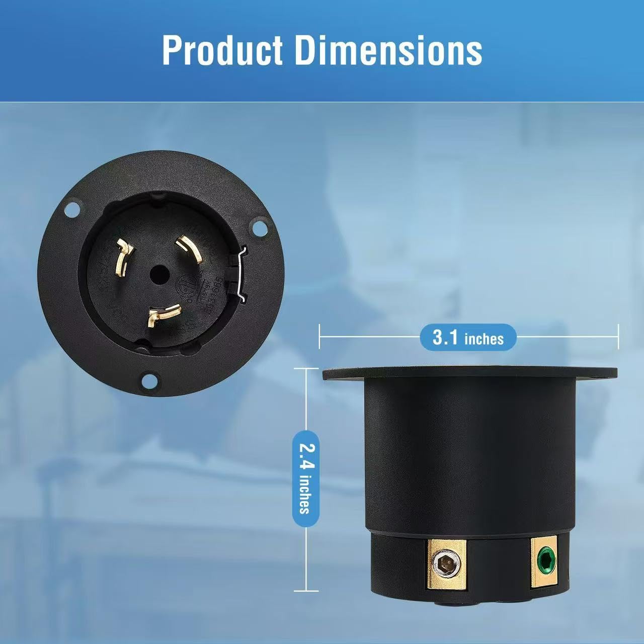 TAYMATIC Nema SS 2-50P Male Receptacle 50Amp 125/250V Twist Lock Marine Shore Power Inlet with Weatherproof Cover. Heavy Duty Plug and Cover Assembly,Boat/Truck/RV Power Inlet