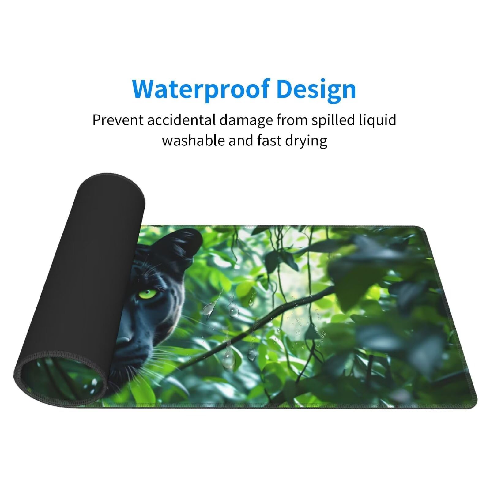 Tappetino Mouse, Tappetino Mouse Gaming Grande XXL 1500x800x3mm Tappetino Scrivania Mouse Pad, Base in Gomma Antiscivolo, Bordi Cuciti,Lavabile, Mousepad per Ufficio e Gaming (pantera) R-246