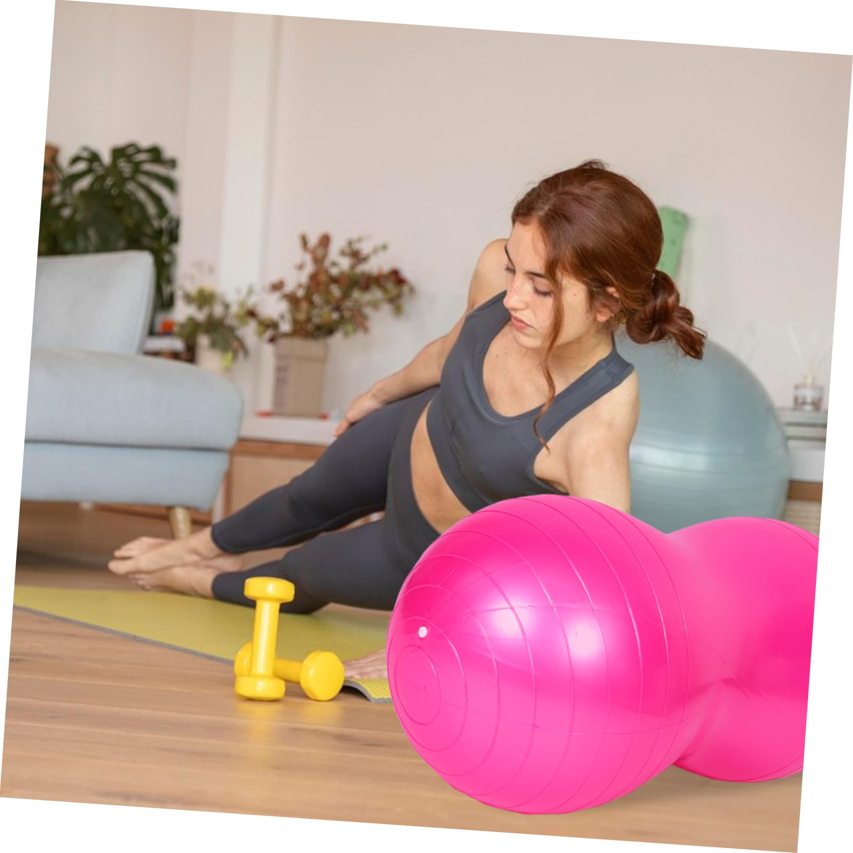 Healifty Pelota de Ejercicio con Forma de Maní de PVC para Embarazo y Yoga, con Bomba Incluida, Estabilidad y Función de Masaje para Gimnasio en Casa