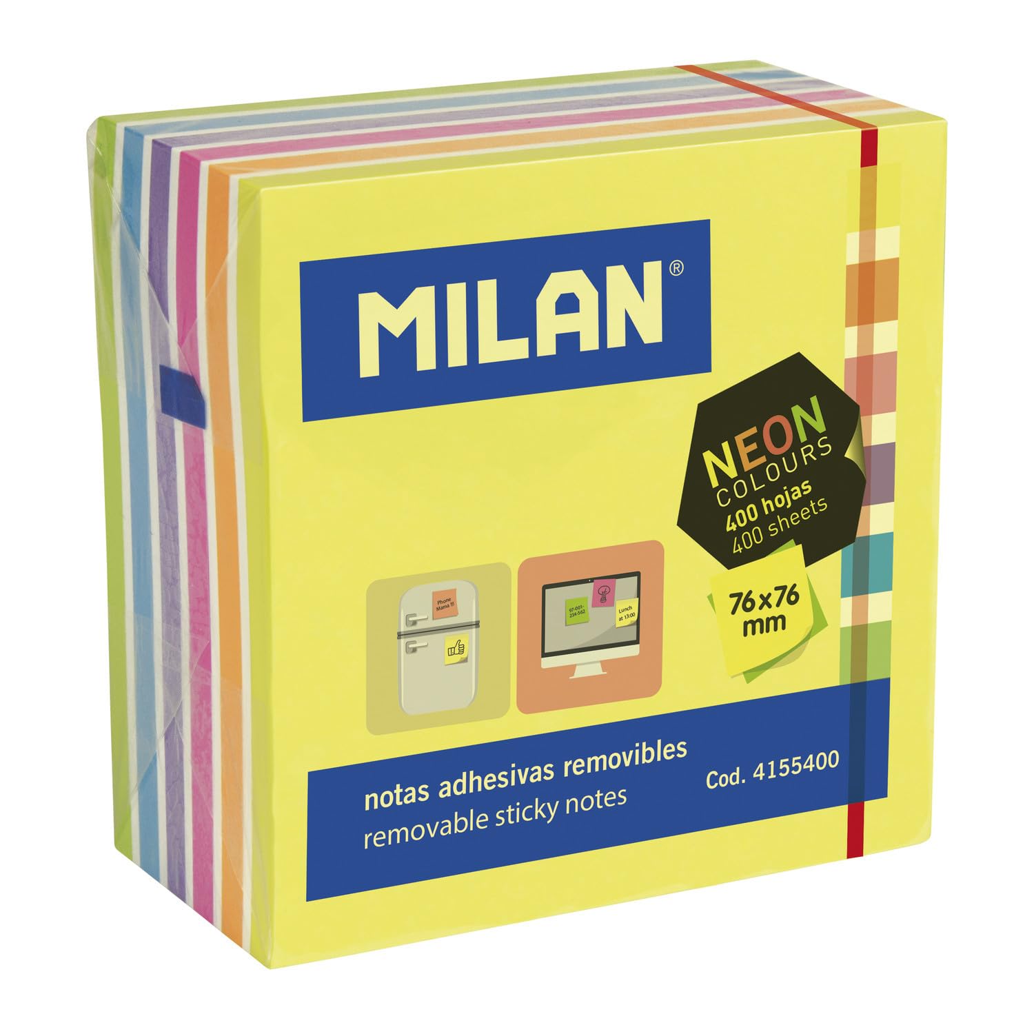 Milan Sticky Notes Neon Colors, 76X76 mm, Multi-color