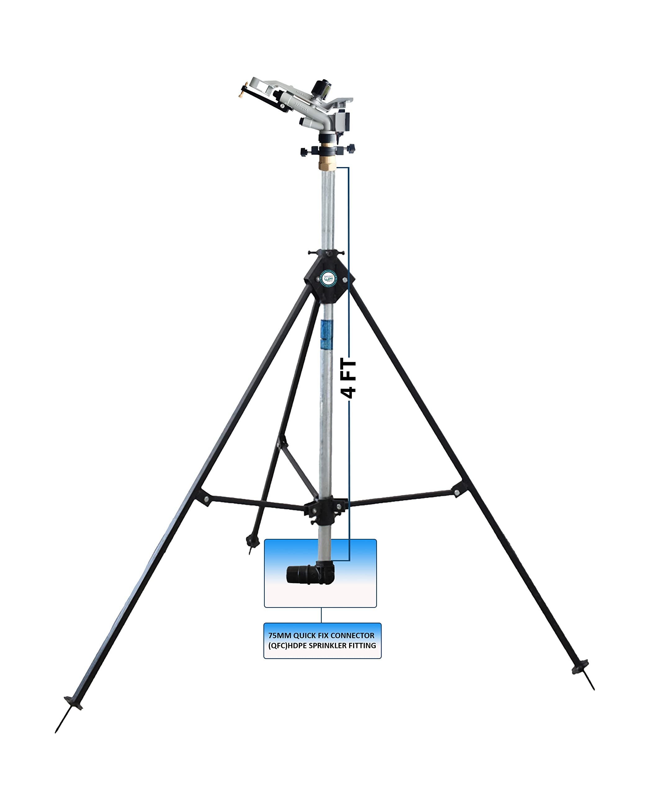 AUTOMAT RAINGUN Complete Set with HT30G AUTOMAT Seagull RAIN Gun, Complete Connector, 4FT (ISI) GI Riser Pipe | 3LEG Heavy Duty Stand (Quick FIX Connector (QFC), 75MM (2.5" INCH))-image-4
