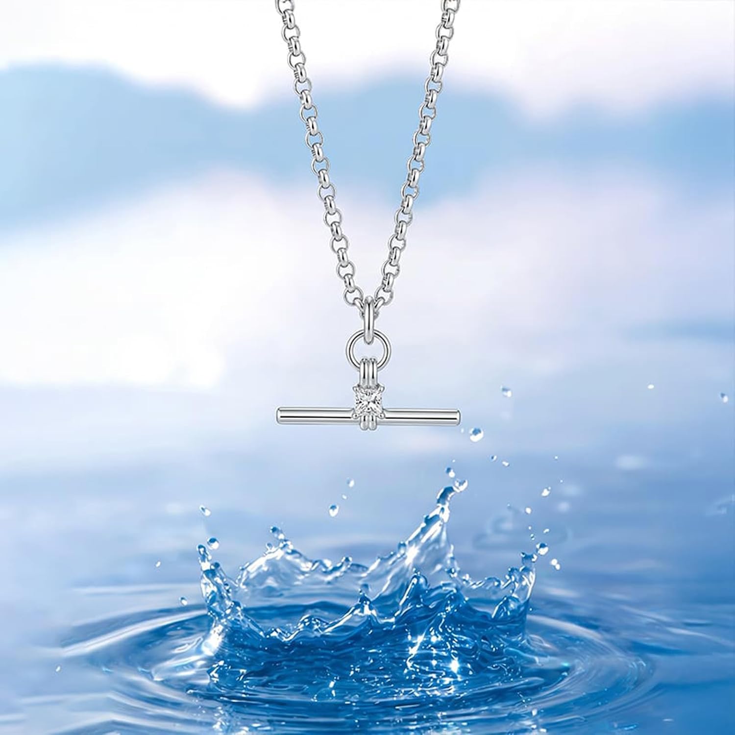 Jeulia 14K Gold Plated Necklaces for Women, Dainty Paperclip Chain Choker T-Bar Layered Stackable Gold Necklace Jewelry Gifts