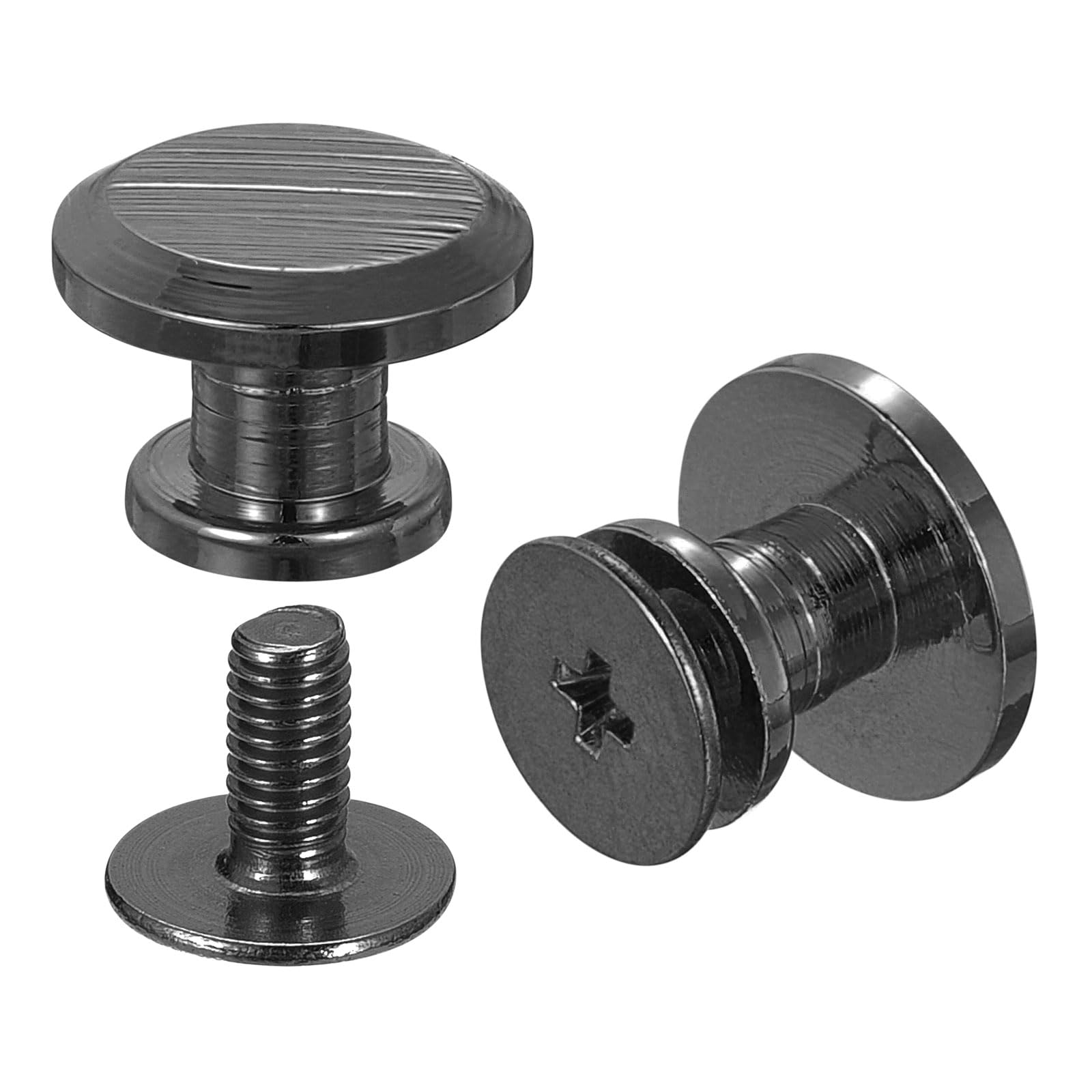 sourcing map Flat Studs Rivet 20 Sets 10.5x6.5mm Purse Feet Spike Leather Craft Screw Back Rivets DIY, Gun-Black