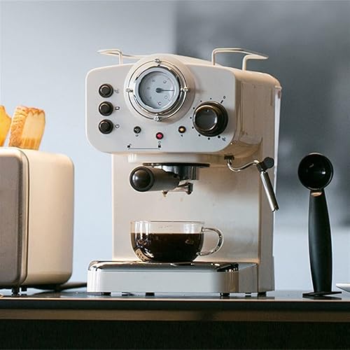Miniatura 2 de WOCOYOKFJ Coffee Makers Condensed Machine Home Small Semi-automatic Steam Milk Froth Machine Retro All-in-one Machine (Color  Light yellow, Size  UK)
