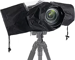 Capa de chuva para câmera, mini capa de câmera à prova d'água, capa de chuva de nylon com cordão e mangas, adequada para câmeras SLR com vários visores de lentes longas e curtas