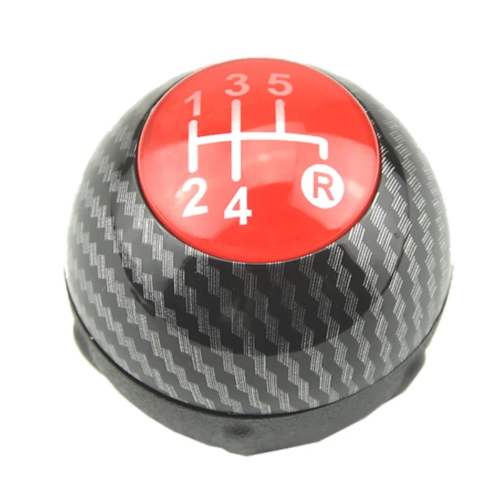 Jsyalmslw 5-Bright Silver Red Gear Shifter Knob For Fiat 500 2012-2018 2017-500C 2014-500 Cult Upgrade