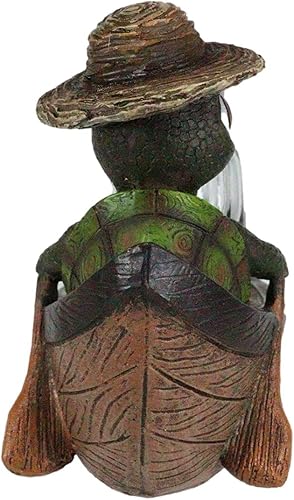 Miniatura 4 de Ebros Gift Happy Camper Turtle Zippy con un sombrero de excursionista, bote de remo, salero y pimienta, figura con agitadores de vidrio para