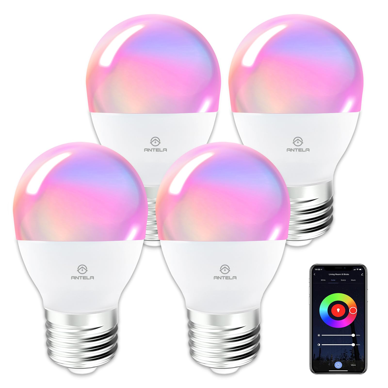 MOES Smart lamp E27, 5 W, 350 lm, 2700 K-6500 K, wifi, Alexa, LED, RGB WW, dimbaar, muzieksynchronisatie, 16 miljoen kleuren, compatibel met Alexa, Google Homee, 2 stuks MOES Smart lamp E27, 5 W, 350 lm, 2700 K-6500 K, wifi, Alexa, LED, RGB WW, dimbaar, muzieksynchronisatie, 16 miljoen kleuren, compatibel met Alexa, Google Homee, 2 stuks