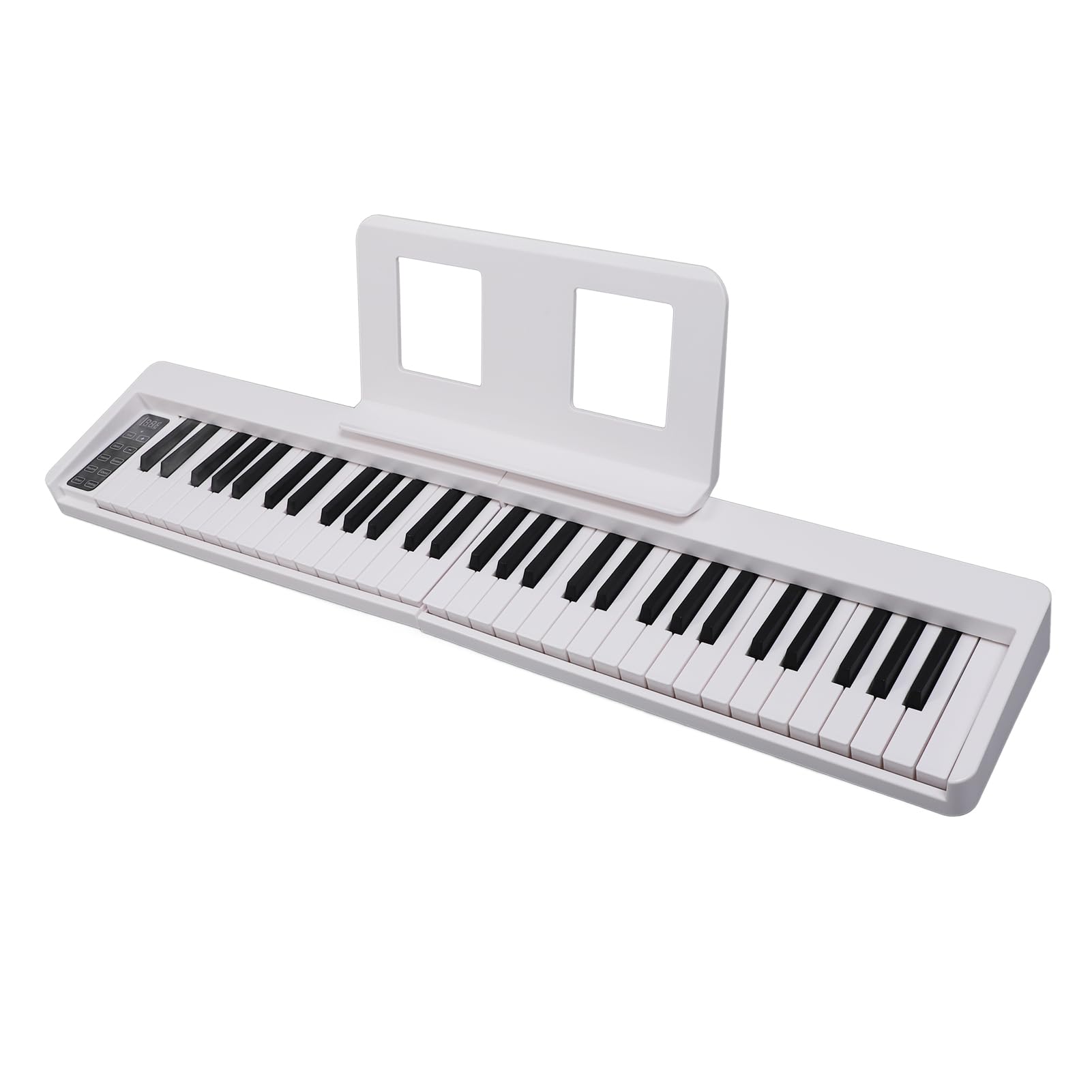 Pianino Elektroniczne 61 Klawiszy, Przenośna Składana Klawiatura Fortepianowa dla Początkujących (WHITE)