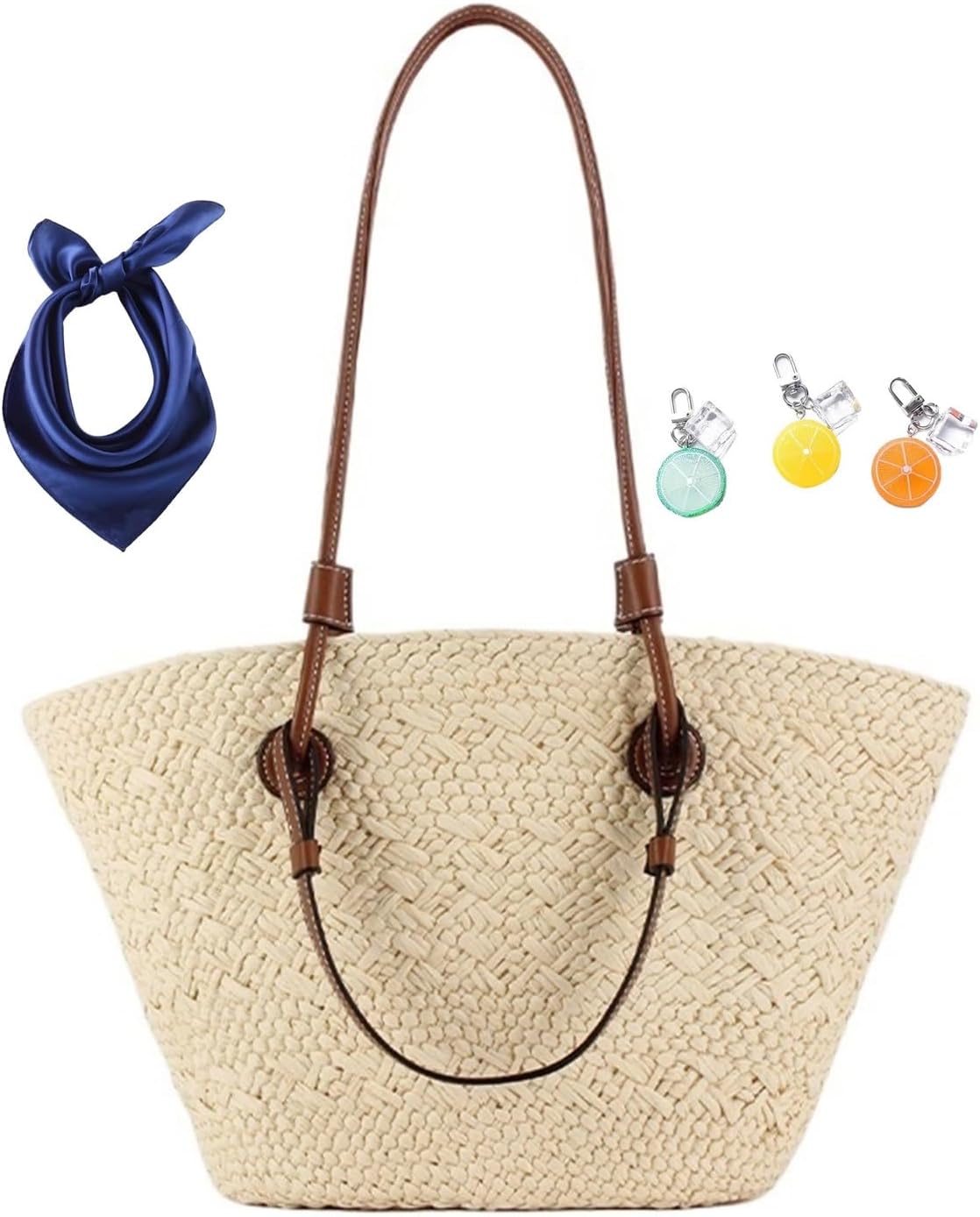 Straw Beach Shoulder Handbag Purse 2026 Summer Vacation Travel Woven Top Handle Bag, Women's Tote Bag