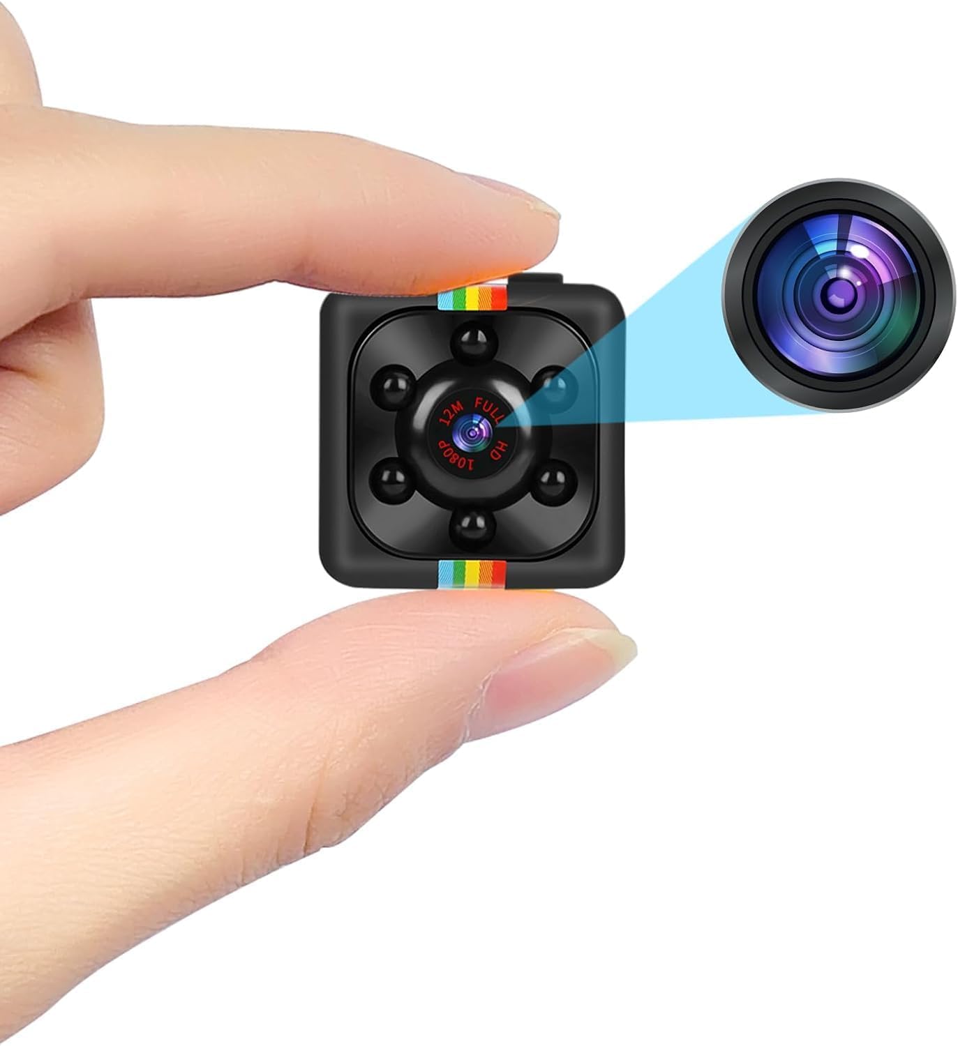 1080P Mini with Low Light Vision, Mini Portable Security, Hidden-Camera with Audio and Video Recorder for Compatible Home Office Wind Desktop Security Stand Camera. (Black)