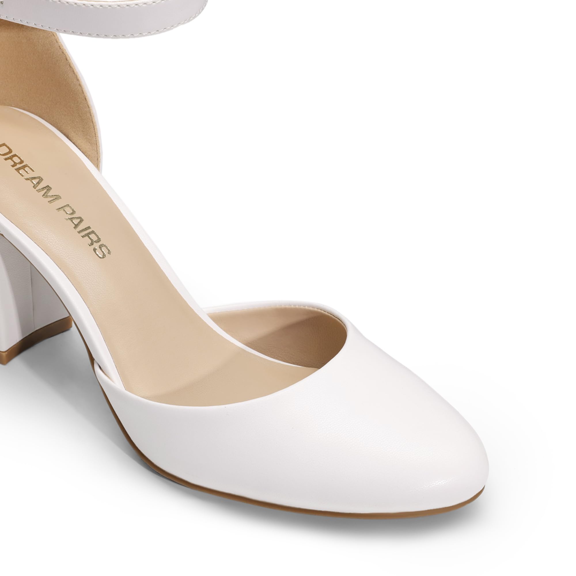 DREAM PAIRS Scarpe per Sposa con Tacco Alto a Blocco Décolleté con Cinturino alla Caviglia da Donna