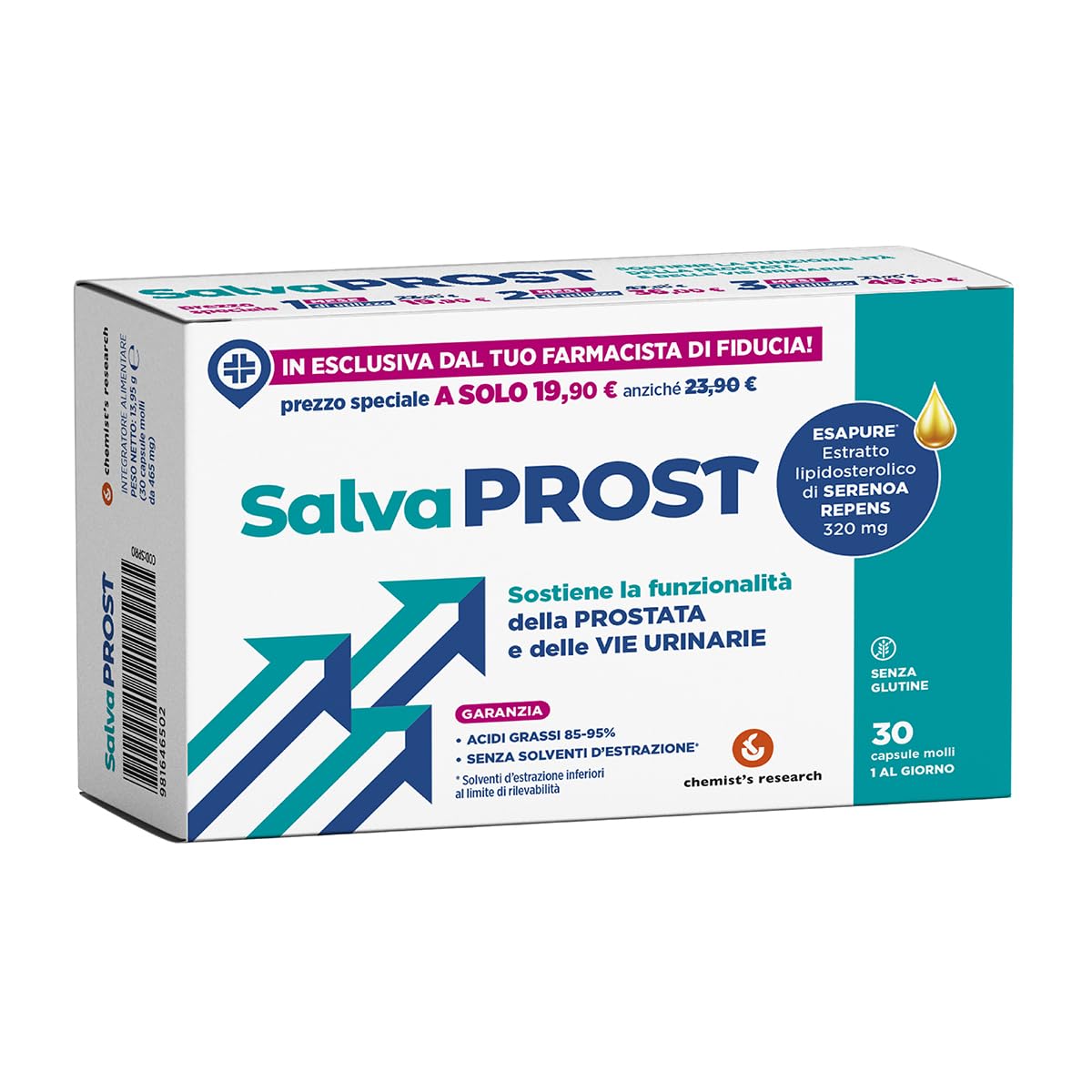 CHEMIST’S RESEARCH SALVAPROST | Formulato per Sostenere la Funzionalità della Prostata e delle Vie Urinarie | 30 Capsule Molli Senza Glutine (3)