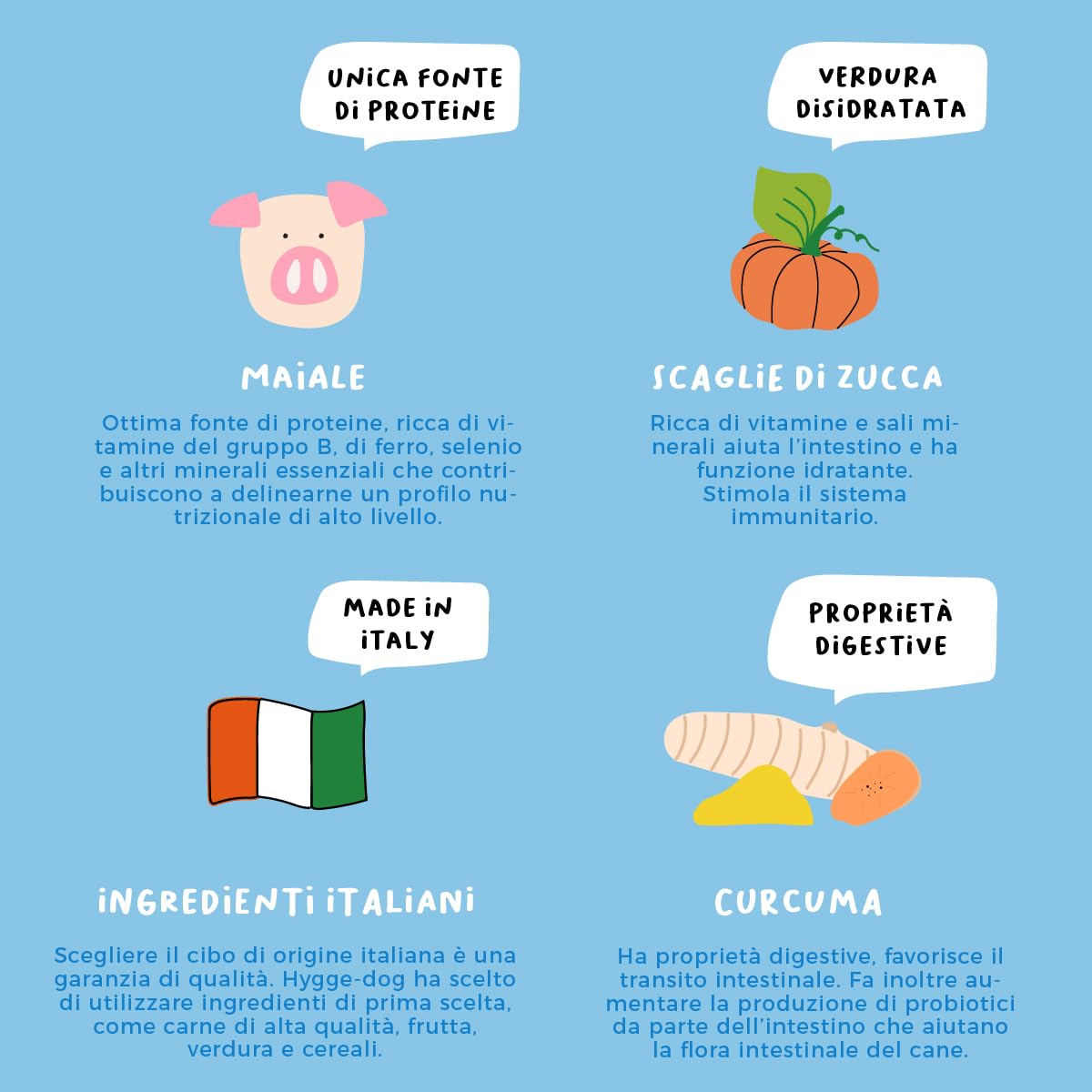 Crocchette Cani Monoproteiche Maiale e Curcuma | 15Kg Croccantini Cani Adulti taglia Medio Grande| Mangime Secco per Cane Naturale Prodotto in Italia | Hygge Dog
