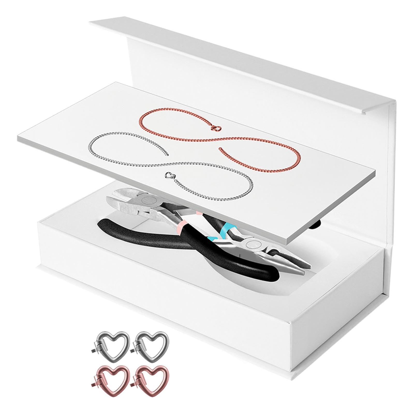 Set di braccialetti permanenti per coppie, kit per la creazione di gioielli, serate romantiche, anniversari, idea regalo premurosa, kit per, 1 Argento 1 Oro Rosa, Lunghezza della catena: 23