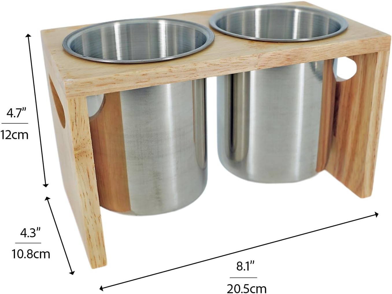 2-Pack Stainless Steel Utensil Holder with Drain Holes, Easy-Clean Flatware Caddy with Sturdy Wood Stand for Kitchen Countertop & Dining Table