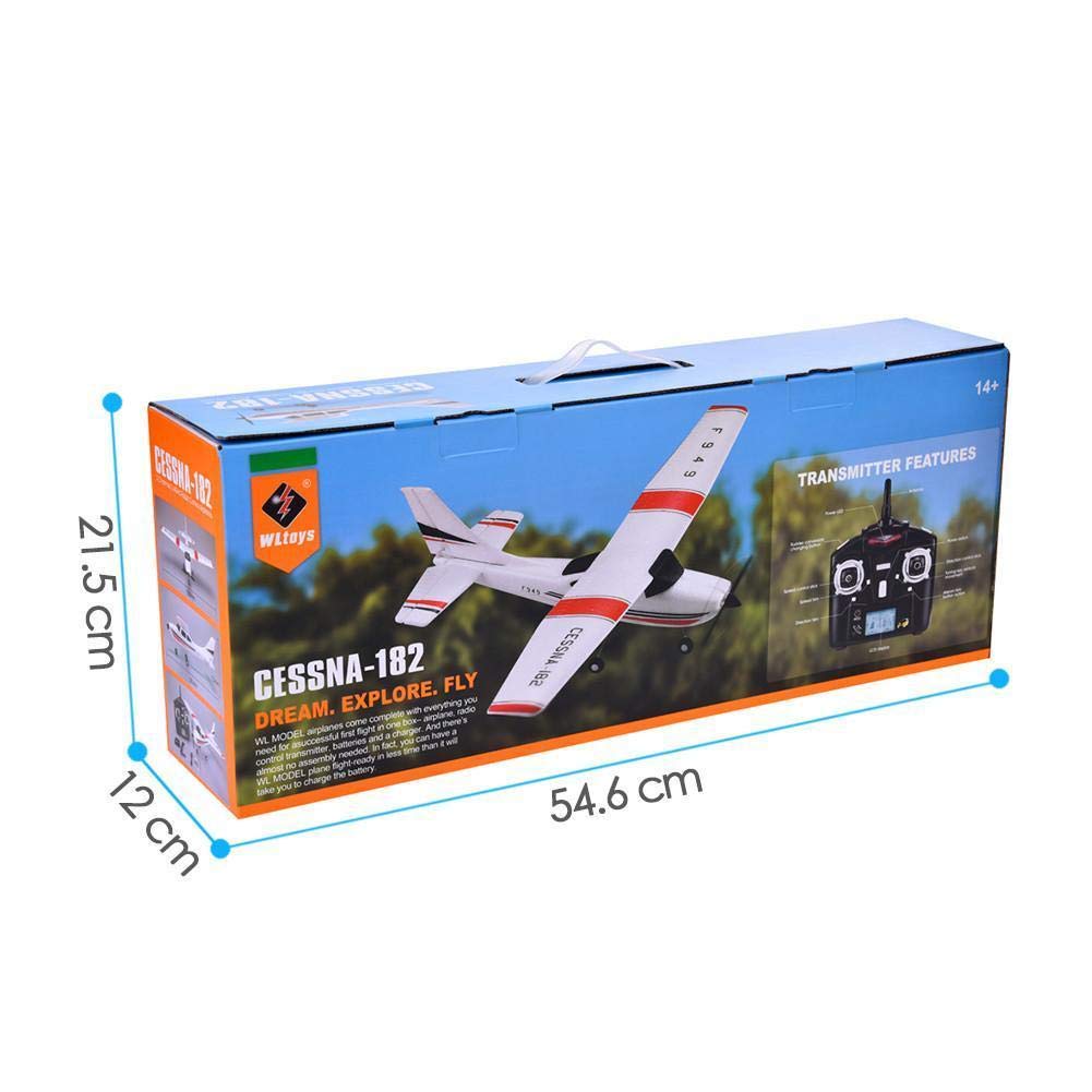 SATKIT WLToys Avión Radio Control Cessna 182 500mm Envergadura 3CH 2.4GHz Listo para Volar Acrobático EPS