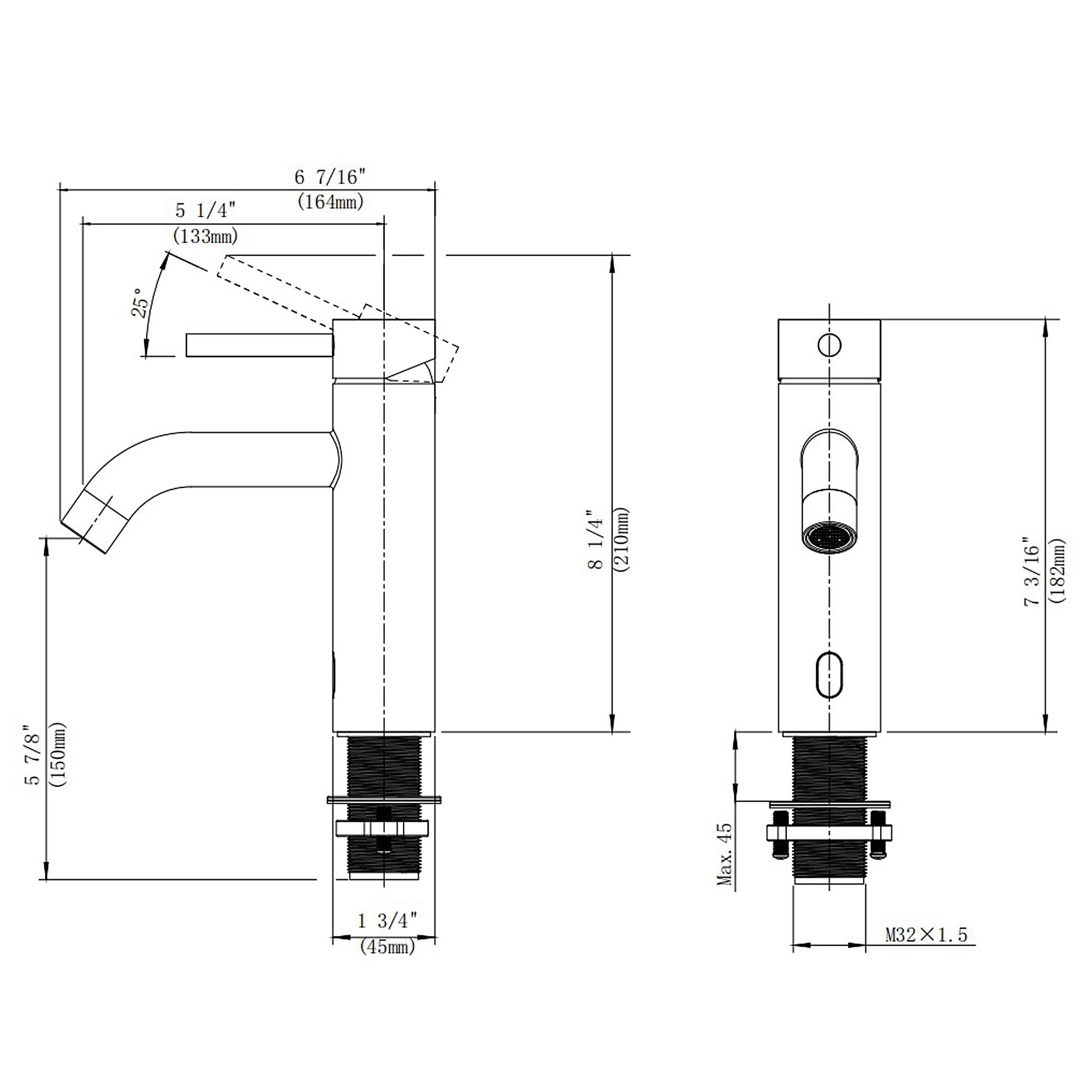 Rubinetto con Sensore Infrarossi Automatico per Lavabo Bagno - Miscelatore in Acciaio Inossidabile - Batteria - Cromo Argento
