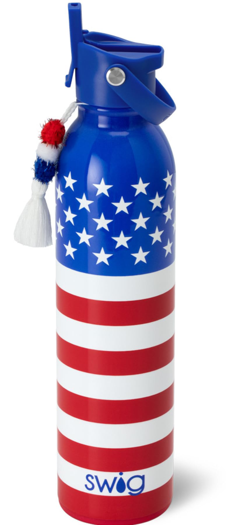 Swig Life26oz Insulated Water Bottle, Travel Water Bottle with Straw and Lid, Cup Holder Friendly, Stainless Steel (All American)