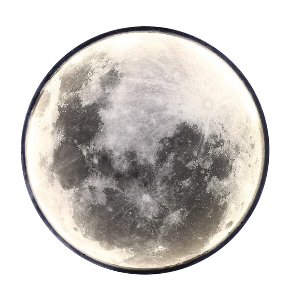 OZBMA Modern Simple Round Wall Light Acrylic Moon Lamp LED Dimmable Sconce for Living Room Hallway Foyer Bedroom Bedside Lantern(80cm/31.4in) (size_name 60cm/23.62in)