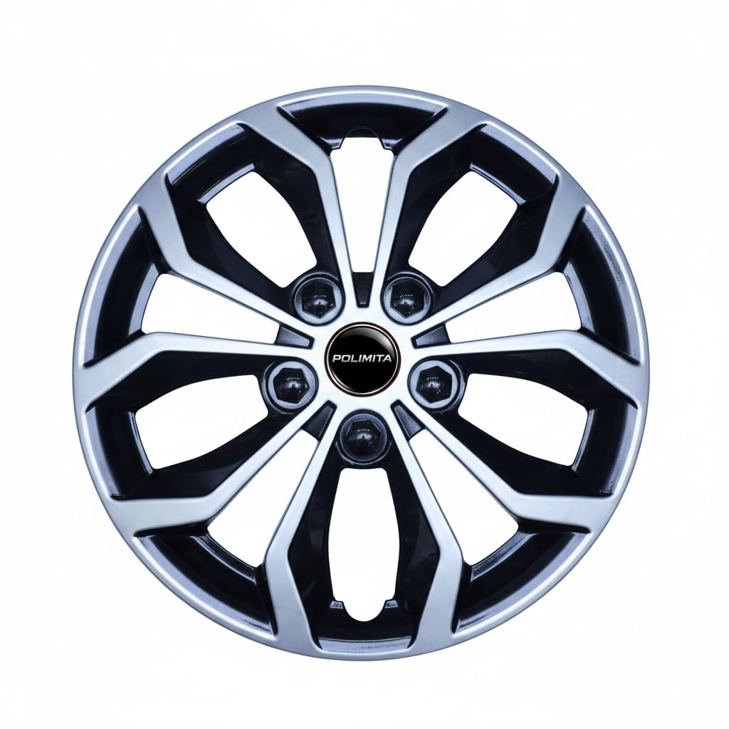 14 Inch Wheel Cover | Set of 4 | Universal Press Fit | Wheel Caps for Cars | Black & Silver Finish | Easy Installation (DC14VISION)-image-49