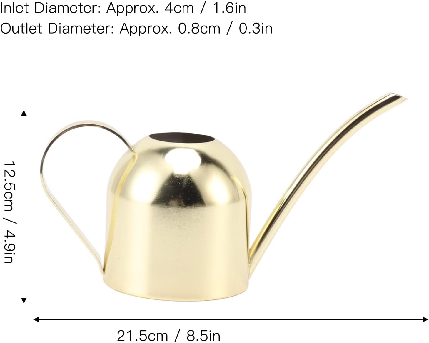 Watering Can with Long Spout, 500ml Gold Stainless Steel