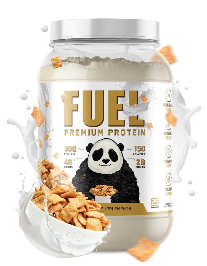 Underground Bio Labs Panda Fuel Premium Protein Whey,Hydrolyzed Collagen,Casein,Probiotics, Enzymes, Keto Friendly,Time Release, 25 Servings (2.5 Pound, Cinnamon Toast)