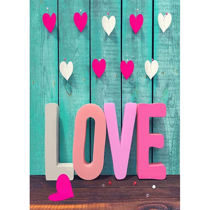 Vinilo Personalizado Día de San Valentín Fotografía Telones de Fondo Prop Amor Corazón Rosa Piso de Madera Estudio de fotografía Fondo de Tela 9x6ft/2.7x1.8m