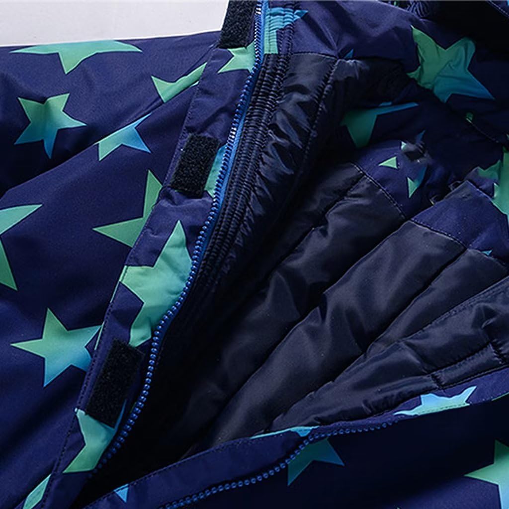 linboo Unisex Niños Traje de Nieve de una pieza/Mono de Esquí con Capucha Impermeable Mono de Nieve Grueso Cálido Exterior Trajes de Esquí Snowboard para Niños Niñas