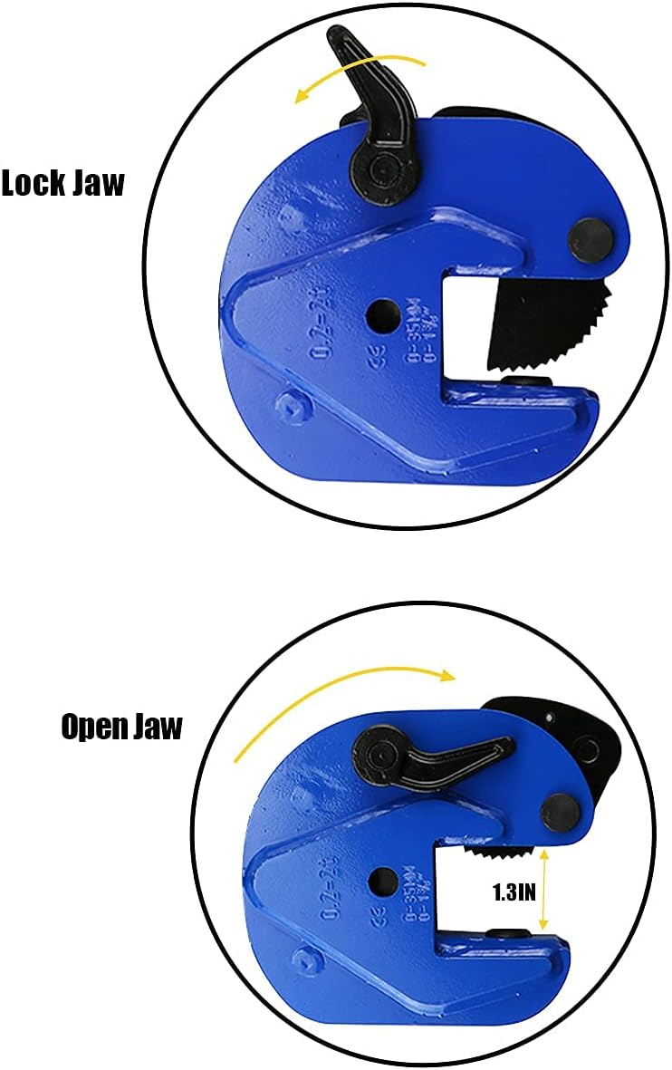 TOUGHER Vertical Plate Clamp, 4400lbs/2T Plate Lifting Clamp Jaw Opening up to 1.3 inch, for Lifting and Transporting: Home Improvement