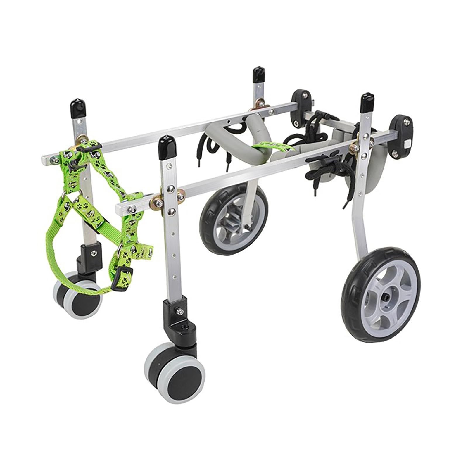 Carrello Cani Disabili Xxs/ Xs/ S Carrozzina per Gatti per Zampe Posteriori, Quattro Ruote Ausili per La Mobilità per Artrite Canina per Riabilitazione, Carrello Portatile per Tutore per Gamba Debole(
