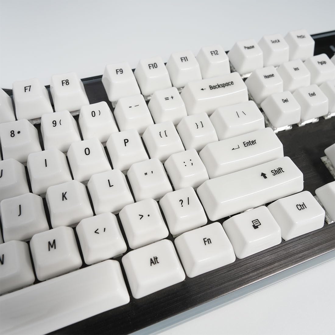 Keycaps Set 114-Key Engraved Ceramic, Compatible with 100% Keyboards, MX-Style Cross Switches (White Glaze)