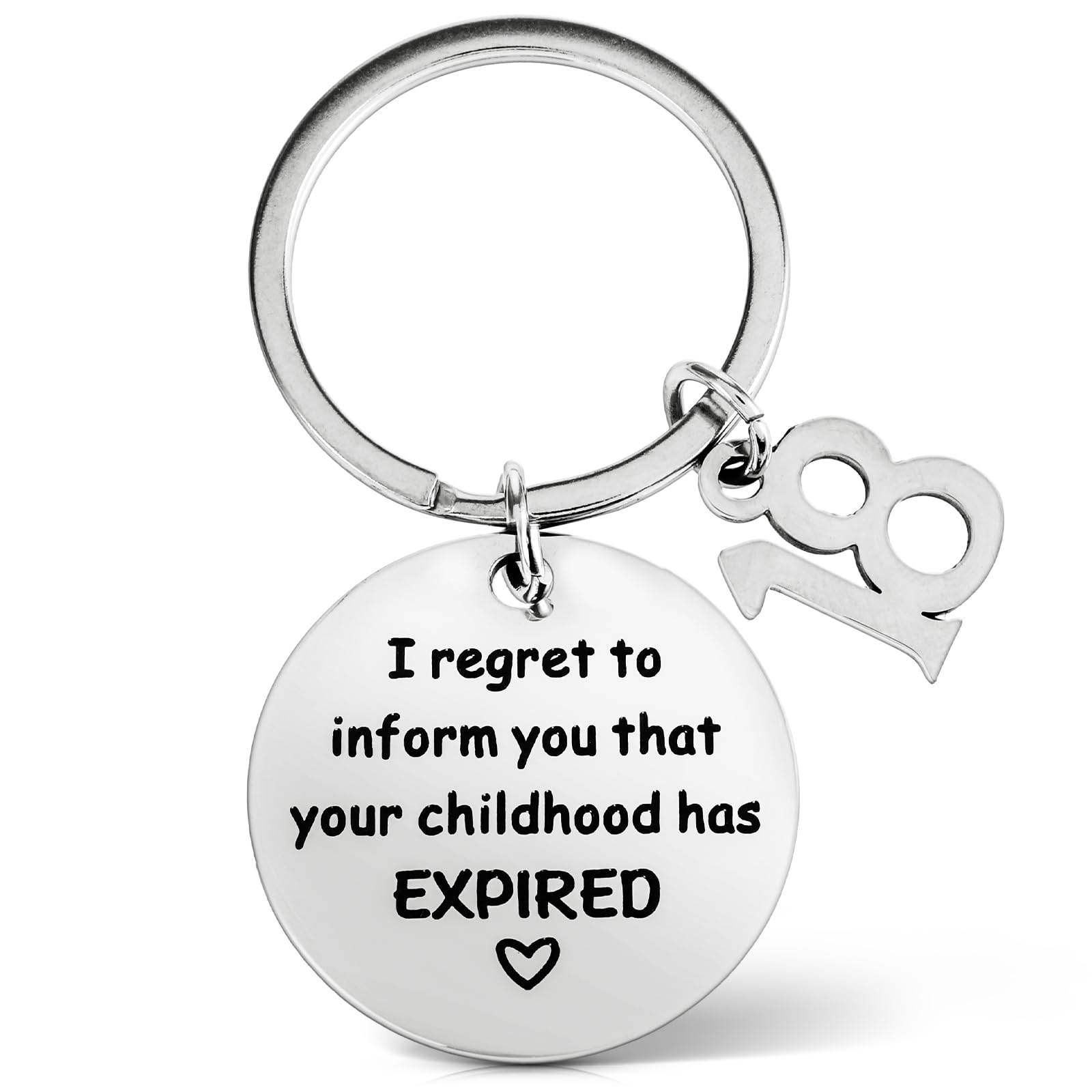 Prasacco 18th Birthday Gifts Keyring, Keychain for Boys Girls, Birthday Present, Silver