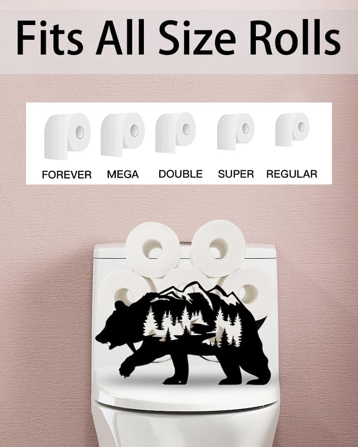 Miniatura 3 de Divertido soporte de papel higiénico decorativo de oso de animales, soporte de papel higiénico negro de pie para 8 rollos, organizador de