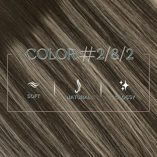 Image of Easyouth Hair Extensions Sew in Balayage Straight Extensions Sew in Hair Balayage Darkest Brown Mixed with Light Brown Human Hair for All Day Wear 18 Inch 100G