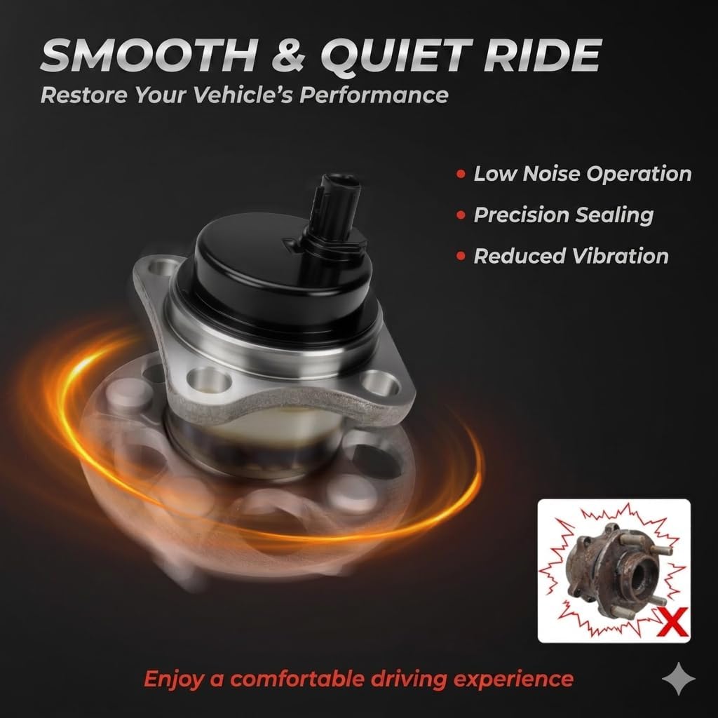 Rear Wheel Hub and Bearing Assembly 512505 Compatible with Toyota Prius 2010-2015 & Plug-in - Replaces 42450-47040 HA590373 with ABS Sensor