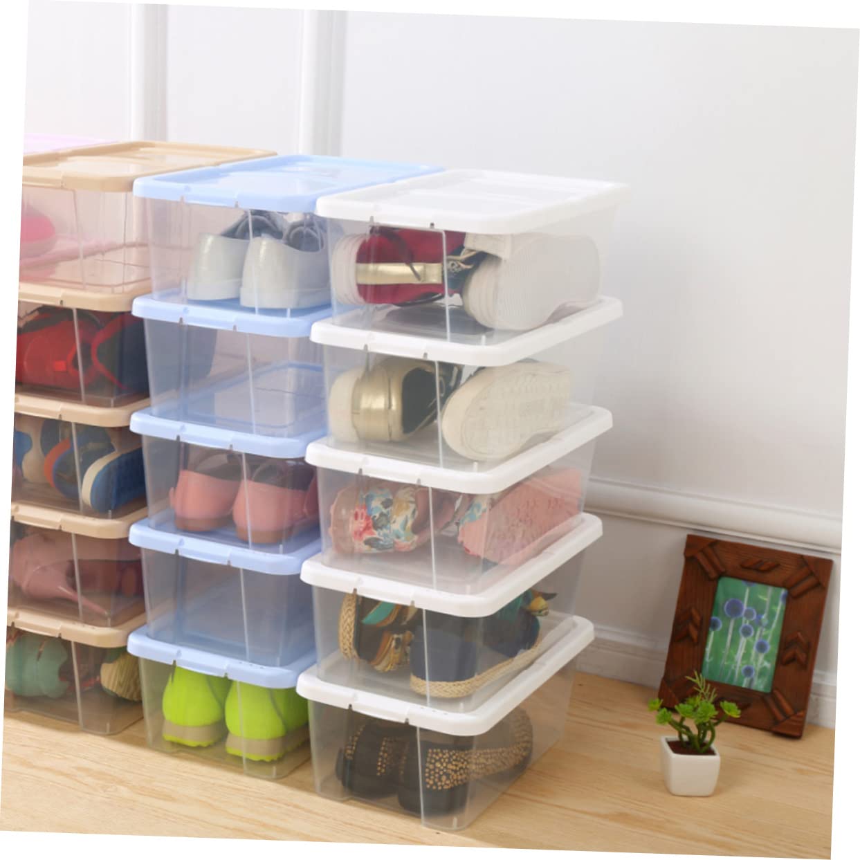Caja de Zapatos 2 Piezas de Plástico Transparente Apilable