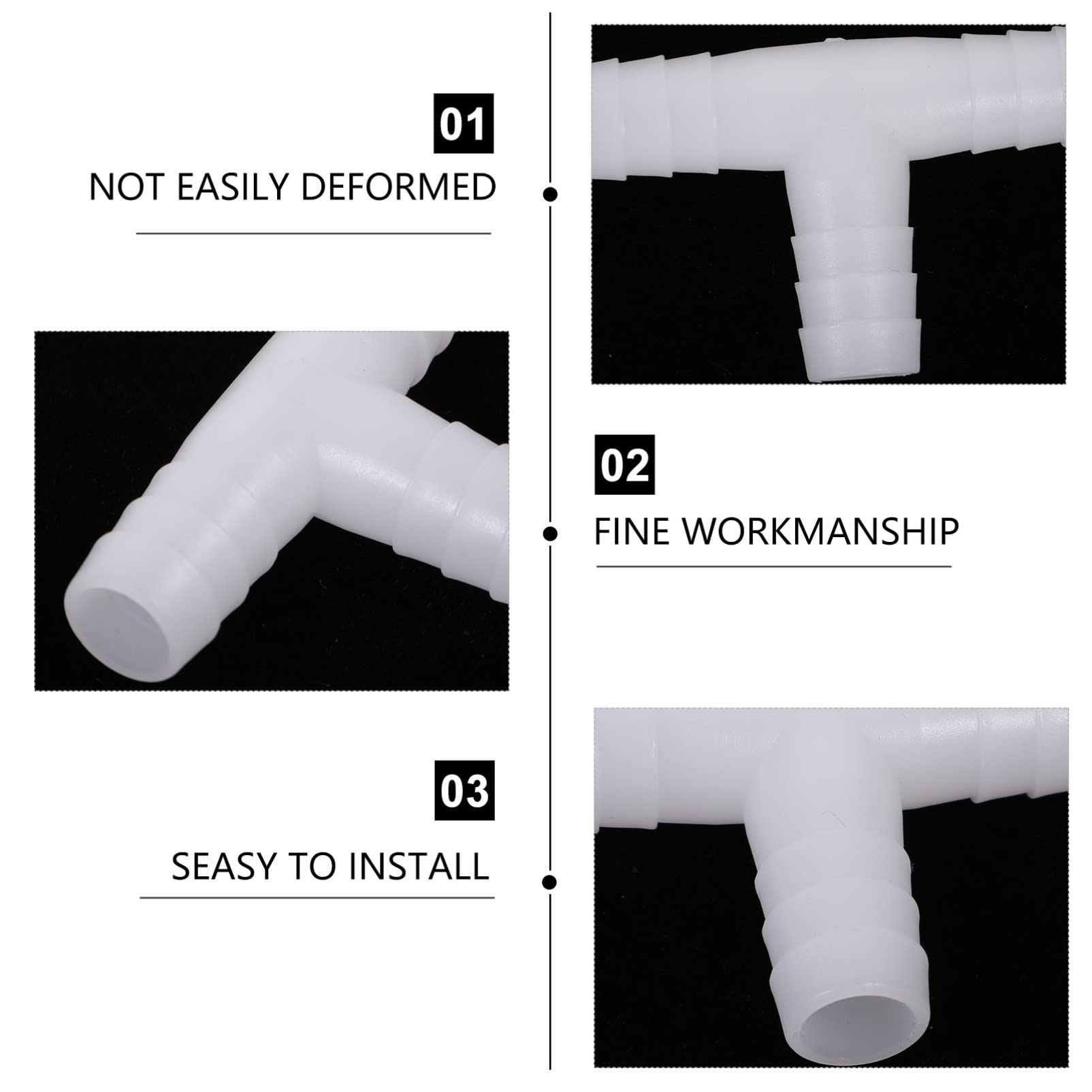 Kisangel Conector De Manguera Barb De Accesorio De Adaptador T para Manguera De Agua Flexible Y Duradero para De Piscina Y Jardinería Material Resistente Duración 10 Piezas*4